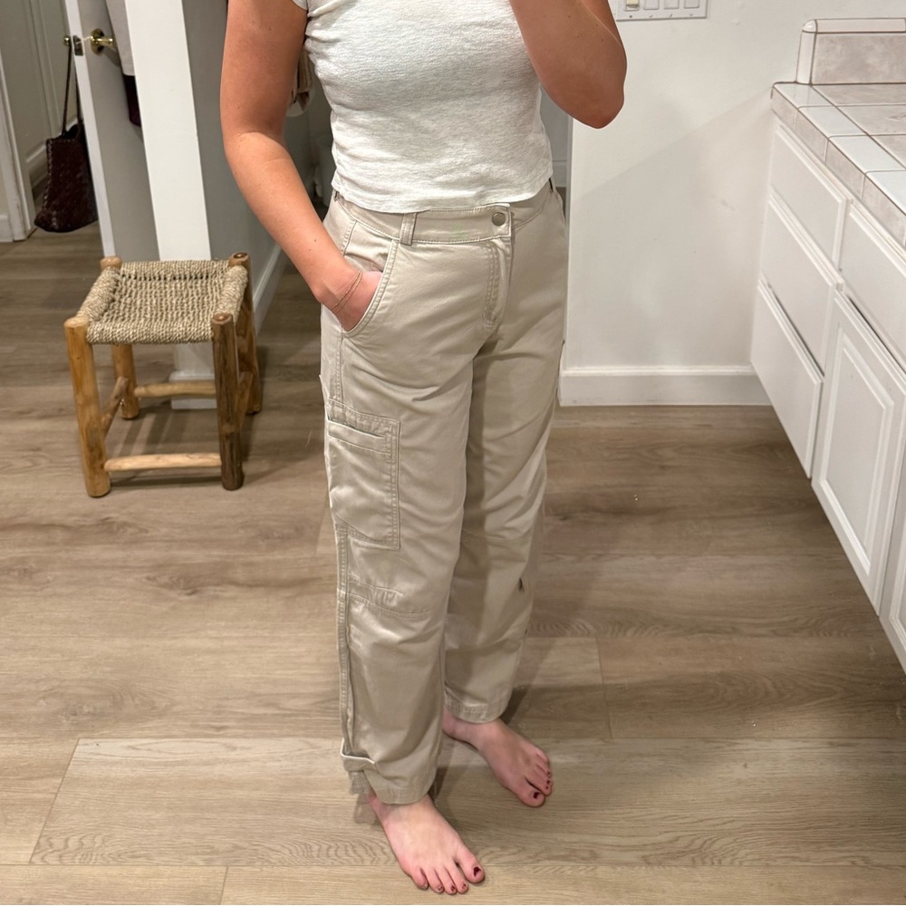 H&M Light Beige Straight Leg Cargo Pants